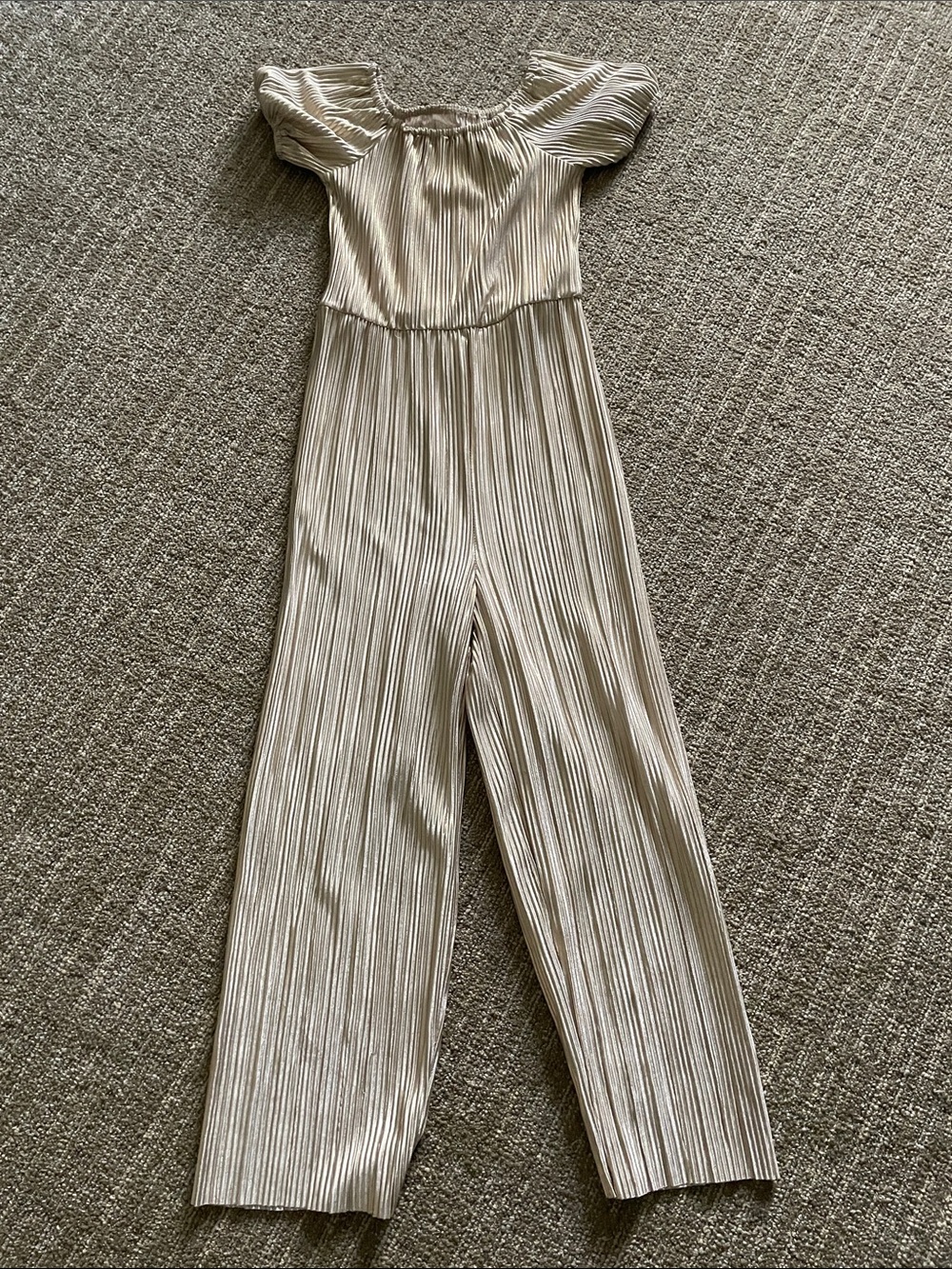 Kohl's Cream Pleated Off-Shoulder Jumpsuit